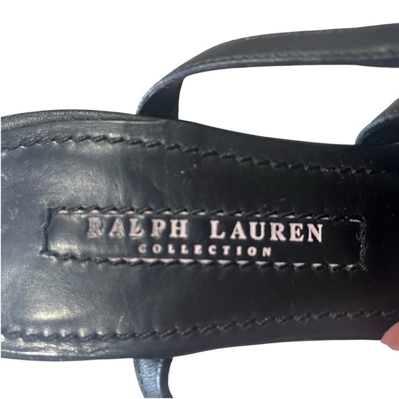 Ralph Lauren Collection Heels Size 10 Black Leather Strappy 4” Stiletto Open Toe - Picture 8 of 12